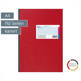 Kladde | A4, 192 Seiten, kariert, Karton, rot