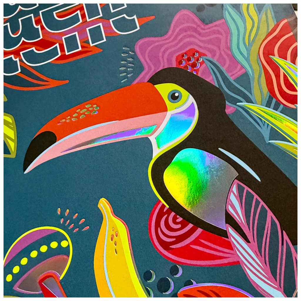 Collegeblock Premium Student „Tropical“ | A4, Lineatur 28, 80 Blatt, blau/mehrfarbig