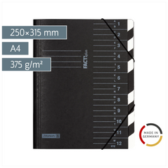 Ordnungsmappe FACT!plus | A4, 12 Fächer, schwarz