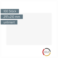 Karteikarten | 297×210 mm, A4, unliniert, weiß, 100 Stück