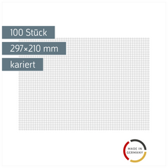 Karteikarten | 297×210 mm, A4, 5 mm kariert, weiß, 100 Stück