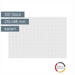 Karteikarten | 210×148 mm, A5, 5 mm kariert, weiß, 100 Stück