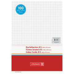 Karteikarten | 210×148 mm, A5, 5 mm kariert, weiß, 100 Stück