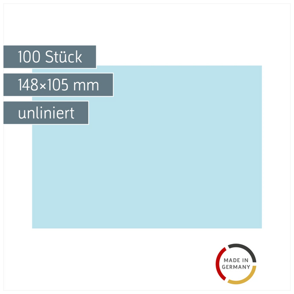 Karteikarten | 148×105 mm, A6, unliniert, blau, 100 Stück