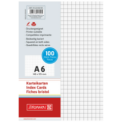 Karteikarten | 148×105 mm, A6, 5 mm kariert, weiß, 100 Stück