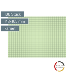 Karteikarten | 148×105 mm, A6, 5 mm kariert, grün, 100 Stück