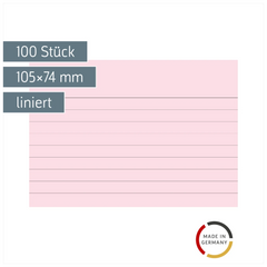 Karteikarten | 105×74 mm, A7, liniert, rot, 100 Stück
