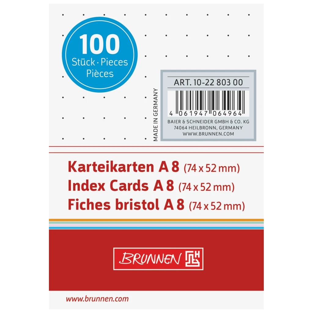 Karteikarten | 74×52 mm, A8, dotted, weiß, 100 Stück