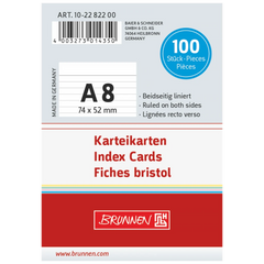 Karteikarten | 74×52 mm, A8, liniert, weiß, 100 Stück