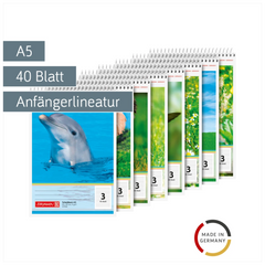 Schulblock | A5, Lineatur 3, 40 Blatt, sortiert