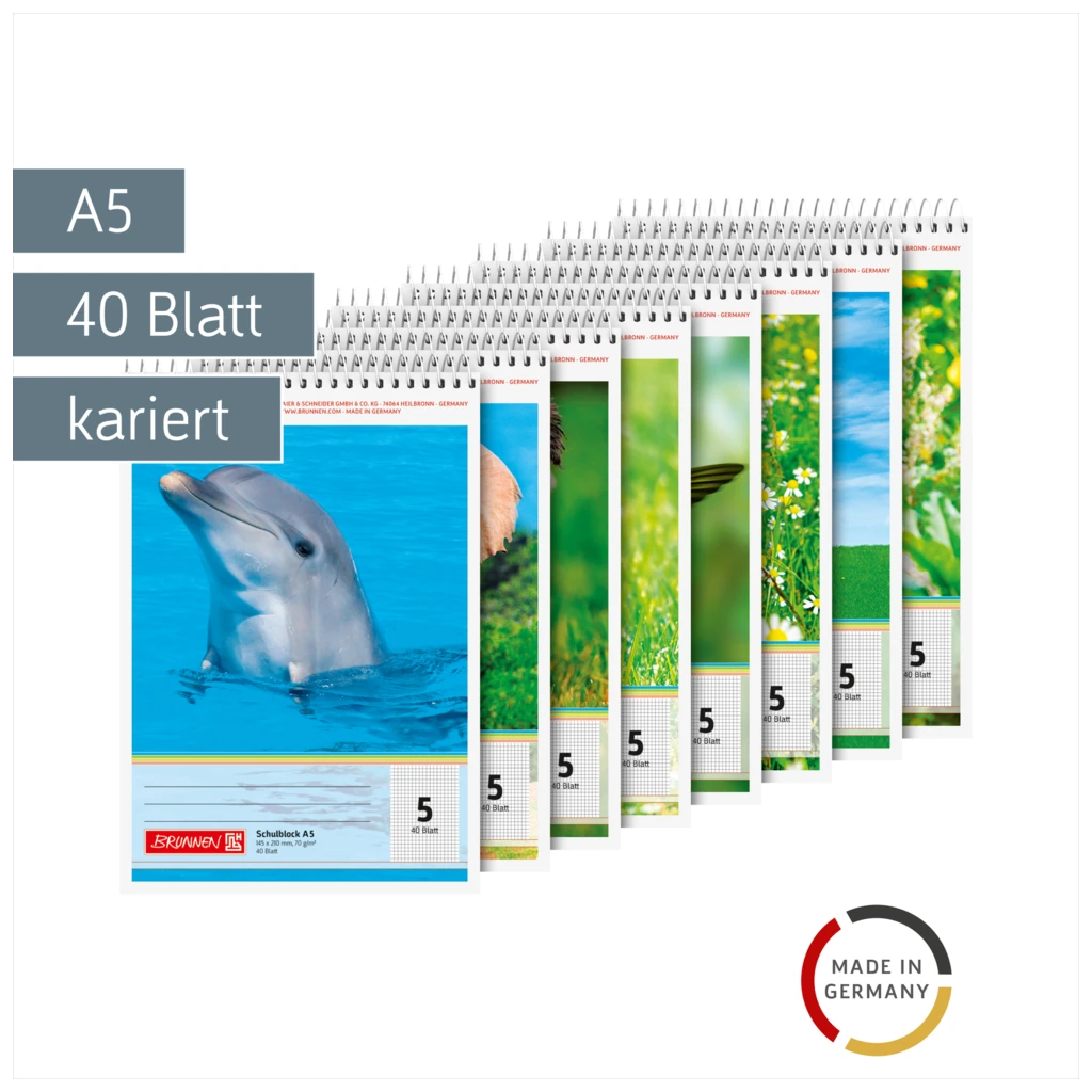 Schulblock | A5, Lineatur 5, 40 Blatt, sortiert