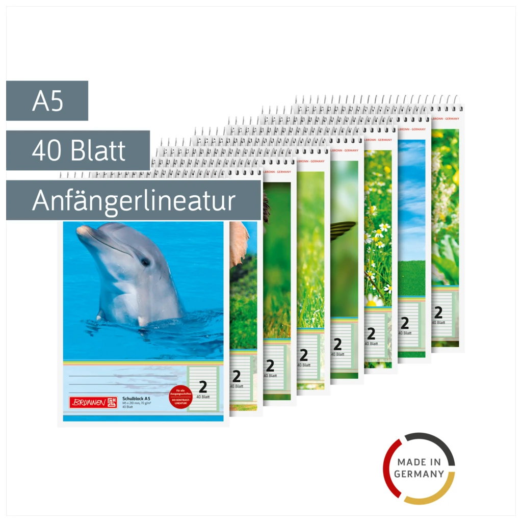 Schulblock | A5, Lineatur 2, 40 Blatt, sortiert