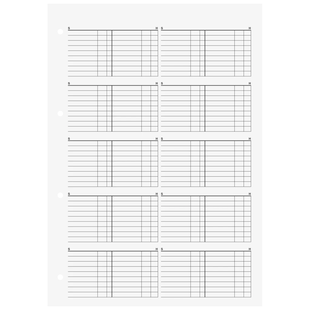 T-Konten-Block gelocht | A4, 25 Blatt, grau