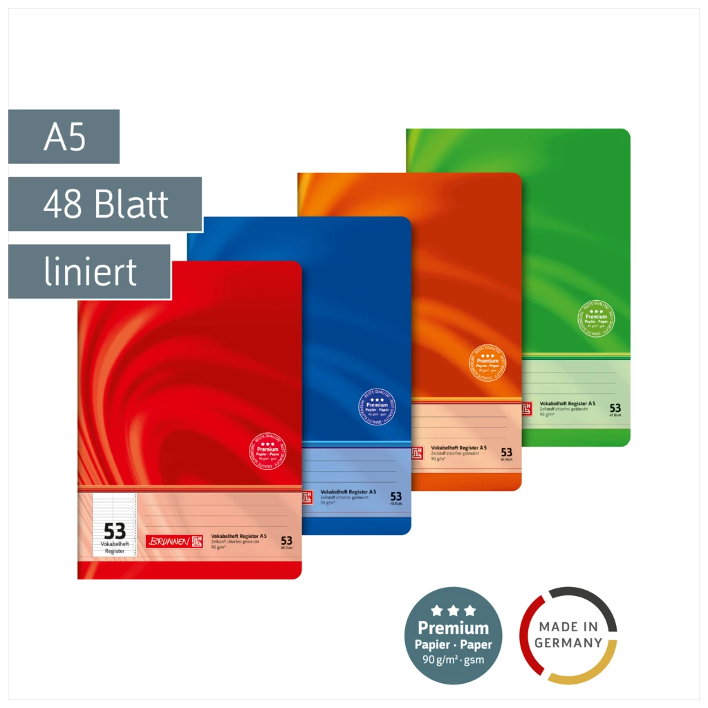 Vokabelheft Premium Vivendi | A5, Lineatur 53, 48 Blatt, sortiert