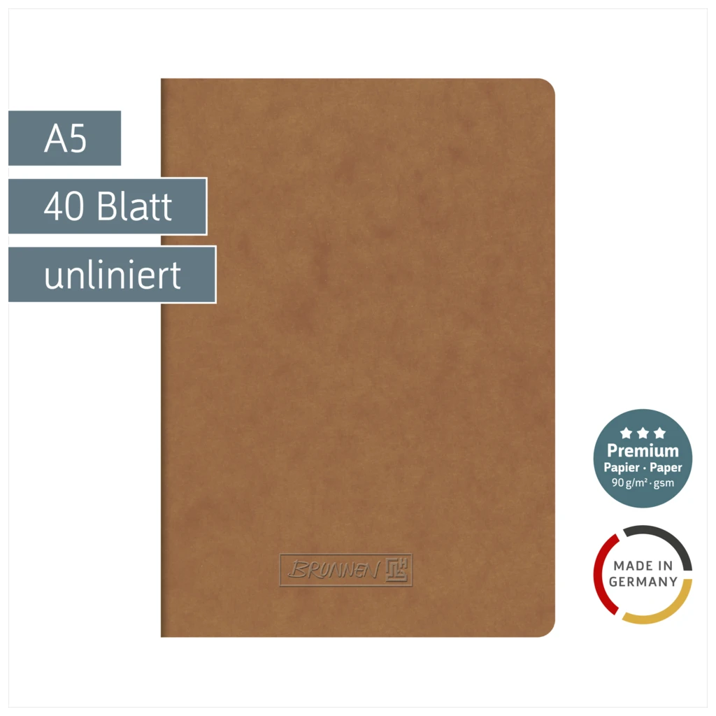 Heft Premium FACT!plus | A5, unliniert, 40 Blatt, braun