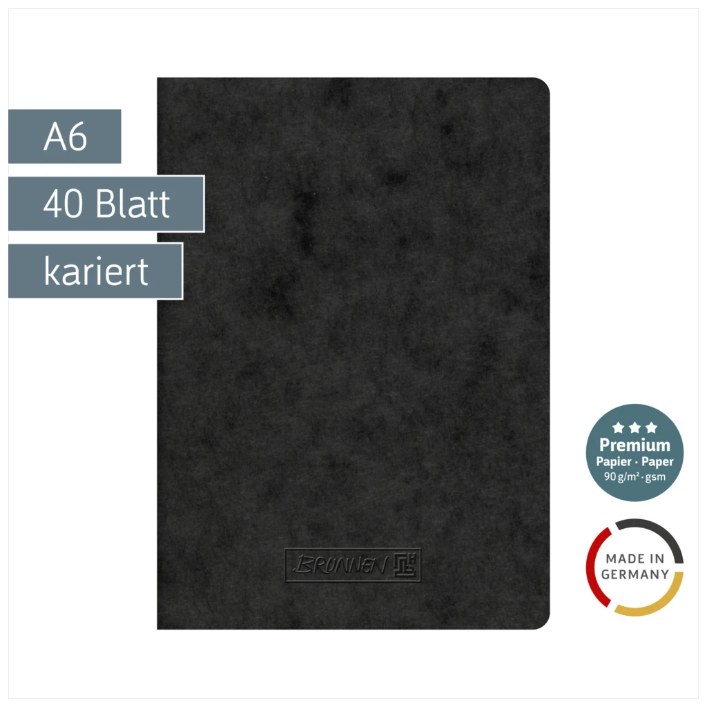 Heft Premium FACT!plus | A6, kariert, 40 Blatt, schwarz