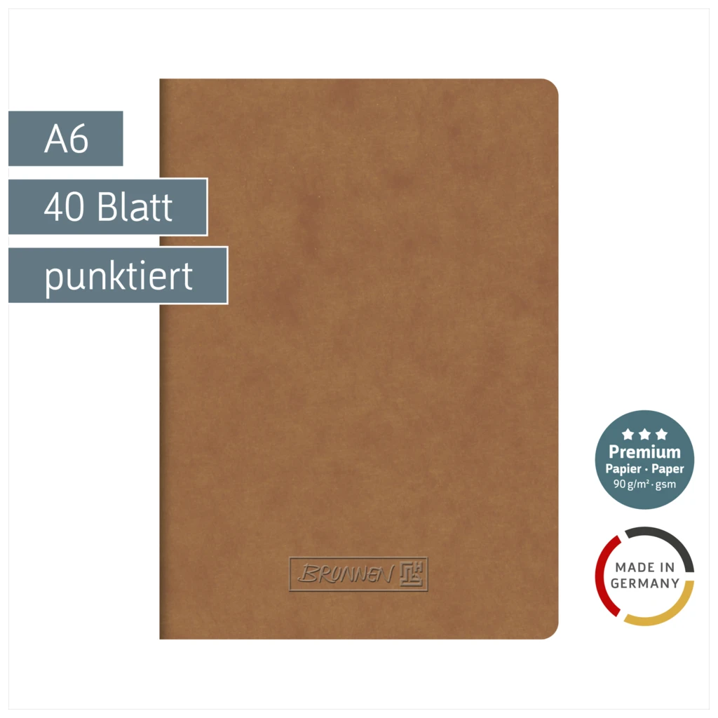 Heft Premium FACT!plus | A6, punktiert, 40 Blatt, braun