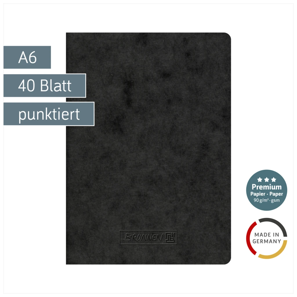 Heft Premium FACT!plus | A6, punktiert, 40 Blatt, schwarz