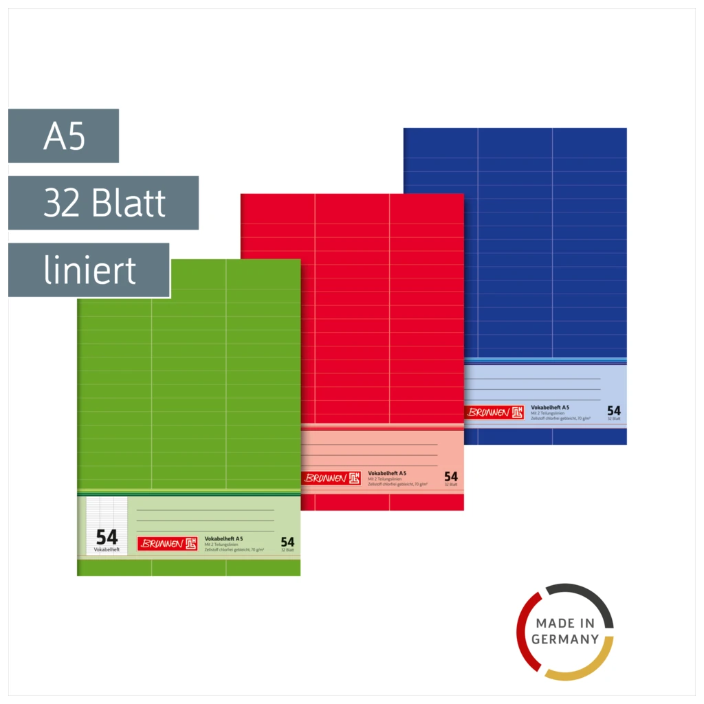 Vokabelheft | A5, Lineatur 54, 32 Blatt, sortiert