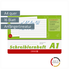 Schreiblernheft | A4 quer, Lineatur A1, 16 Blatt, grün