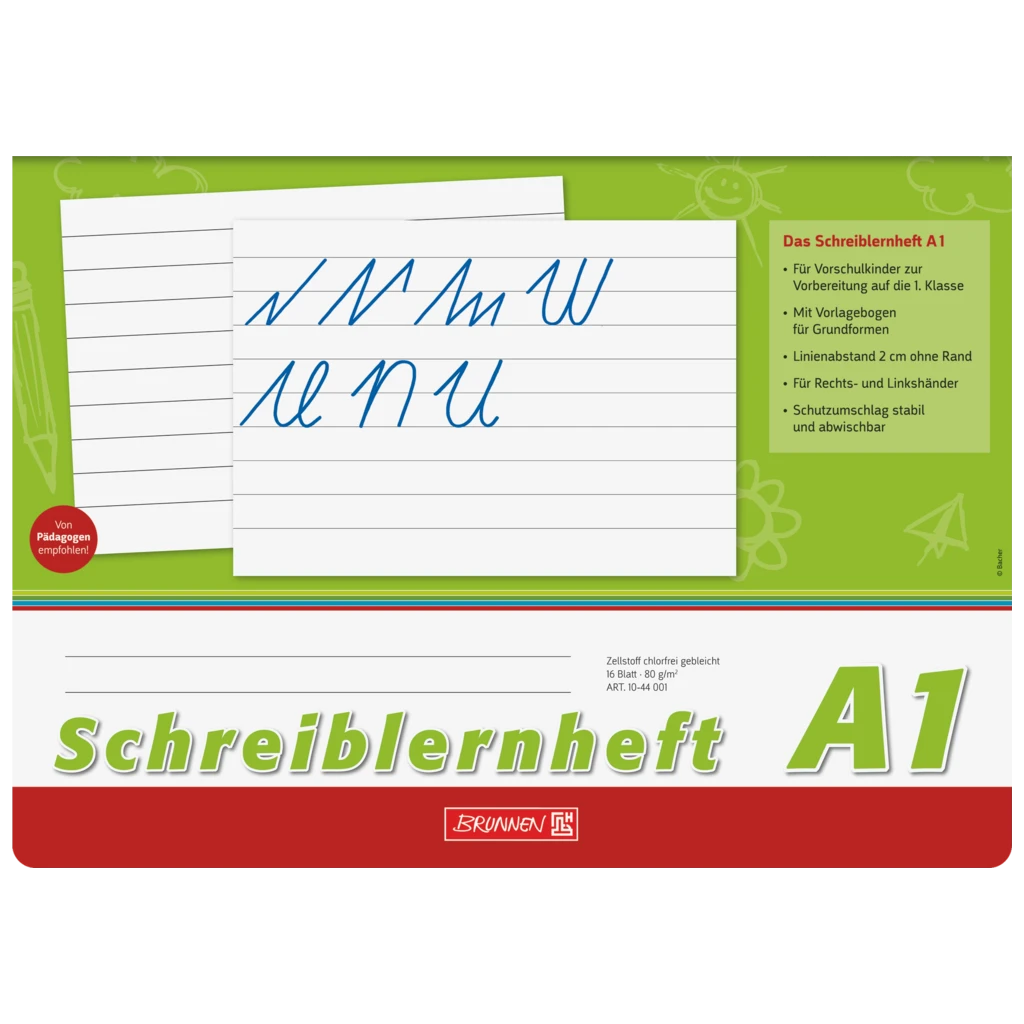 Schreiblernheft | A4 quer, Lineatur A1, 16 Blatt, grün