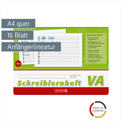 Schreiblernheft | A4 quer, Lineatur VA, 16 Blatt, grün