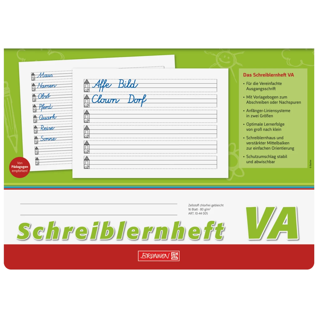 Schreiblernheft | A4 quer, Lineatur VA, 16 Blatt, grün