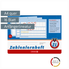 Zahlenlernheft | A4 quer, Lineatur ZL, 16 Blatt, blau
