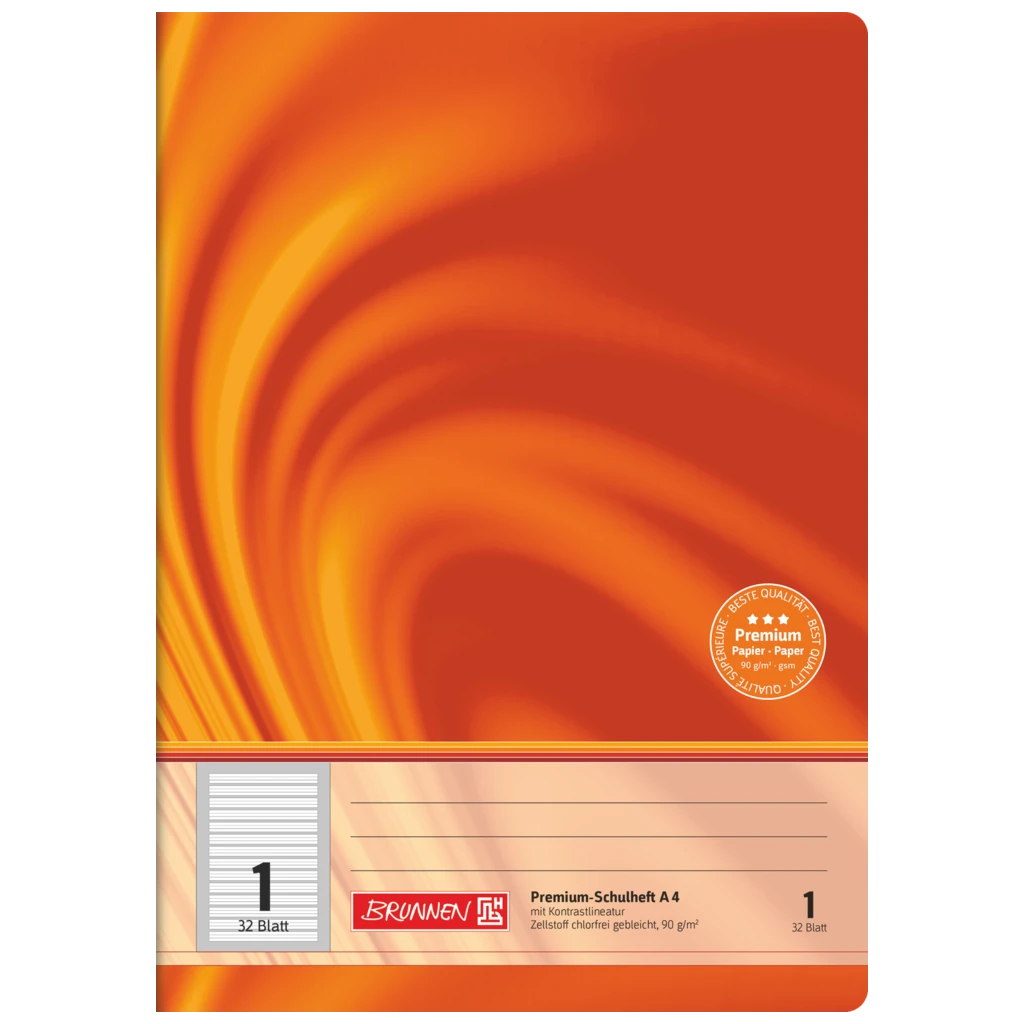 Schulheft Premium Vivendi | A4, Lineatur 1, 32 Blatt, orange