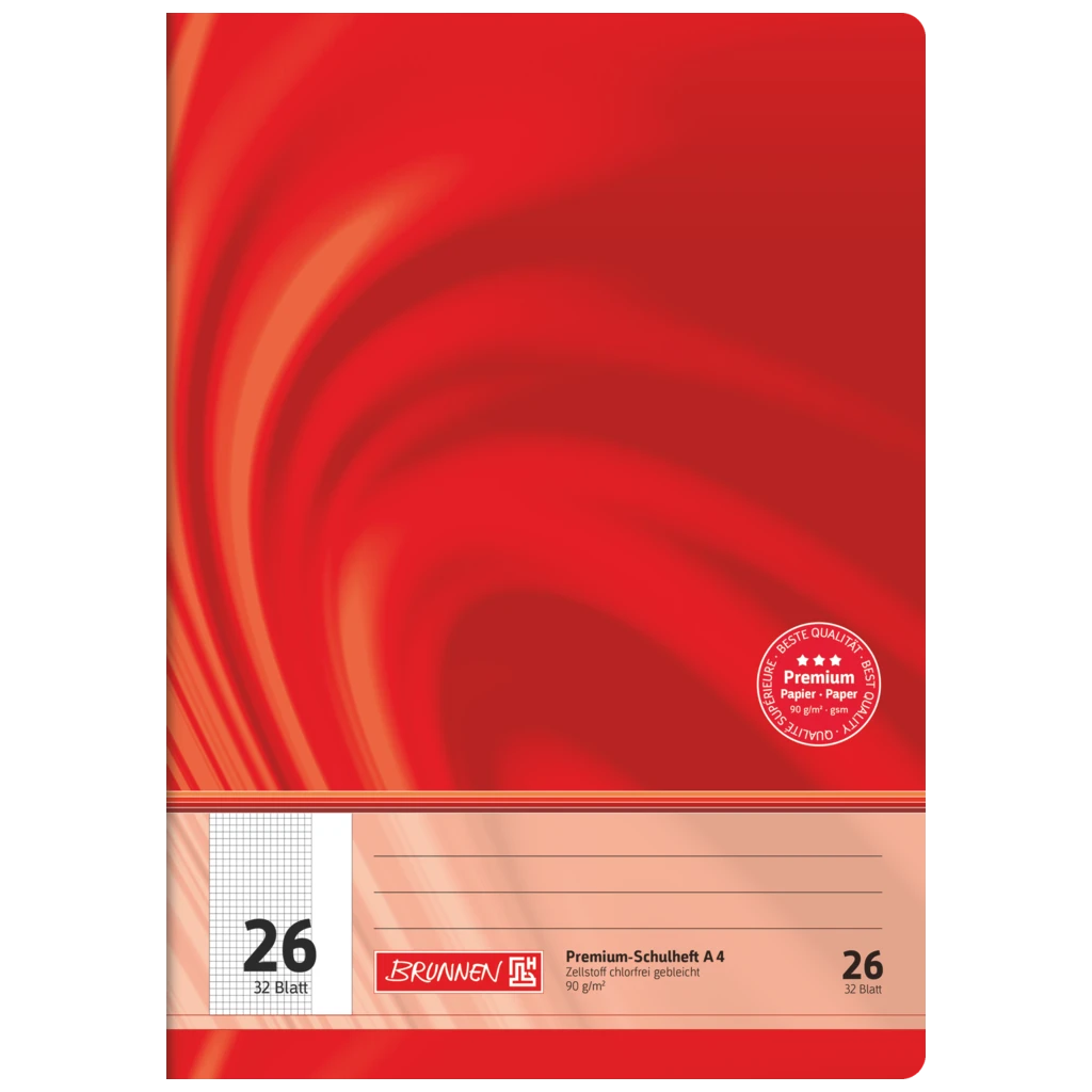 Schulheft Premium Vivendi | A4, Lineatur 26, 32 Blatt, rot