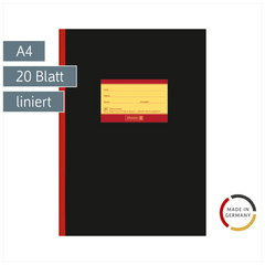 Oberschulheft | A4, Lineatur 25A, 20 Blatt, schwarz