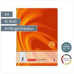 Schulheft Premium Vivendi | A4, Lineatur 2, 16 Blatt, orange