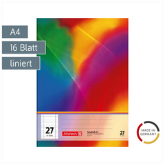 Schulheft | A4, Lineatur 27, 16 Blatt, mehrfarbig