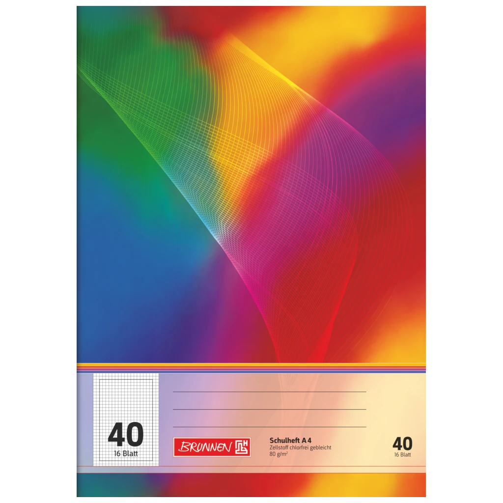 Schulheft | A4, Lineatur 40, 16 Blatt, mehrfarbig