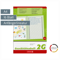 Geschichtenheft | A4, Lineatur 2G, 16 Blatt, grün