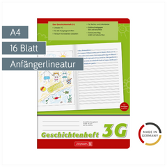Geschichtenheft | A4, Lineatur 3G, 16 Blatt, grün