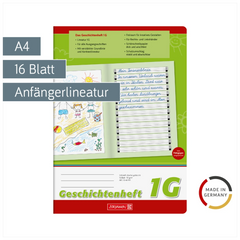 Geschichtenheft | A4, Lineatur 1G, 16 Blatt, grün