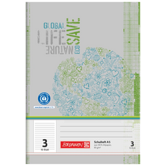 Schulheft Recycling | A5, Lineatur 3, 16 Blatt, grün/grau