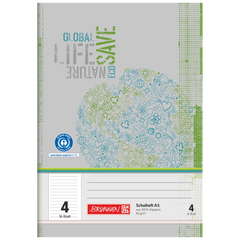 Schulheft Recycling | A5, Lineatur 4, 16 Blatt, grün/grau