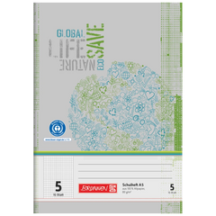 Schulheft Recycling | A5, Lineatur 5, 16 Blatt, grün/grau