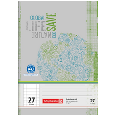 Schulheft Recycling | A5, Lineatur 27, 16 Blatt, grün/grau