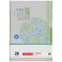 Schulheft Recycling | A5, Lineatur 28, 16 Blatt, grün/grau