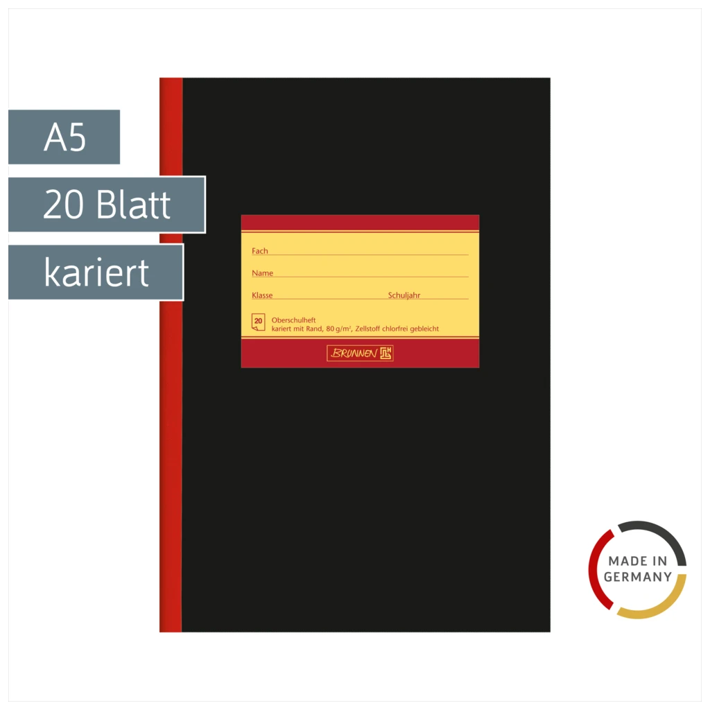 Oberschulheft | A5, Lineatur 10, 20 Blatt, schwarz