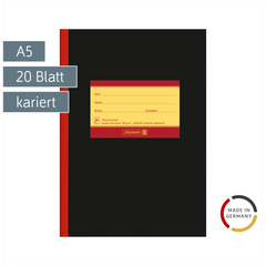 Oberschulheft | A5, Lineatur 10, 20 Blatt, schwarz