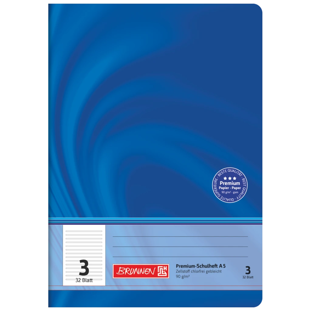 Schulheft Premium Vivendi | A5, Lineatur 3, 32 Blatt, blau