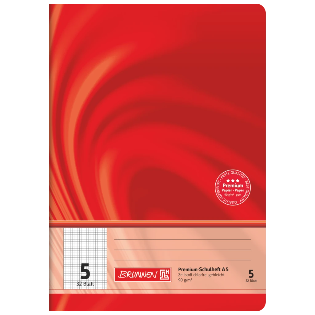 Schulheft Premium Vivendi | A5, Lineatur 5, 32 Blatt, rot