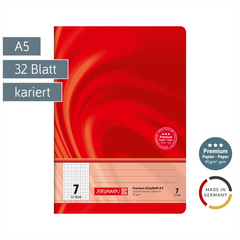 Schulheft Premium Vivendi | A5, Lineatur 7, 32 Blatt, rot