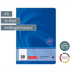 Schulheft Premium Vivendi | A5, Lineatur 3R, 16 Blatt, blau