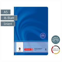 Schulheft Premium Vivendi | A5, Lineatur 9, 16 Blatt, blau