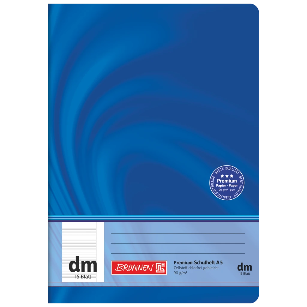 Schulheft Premium Vivendi | A5, Lineatur dm, 16 Blatt, blau